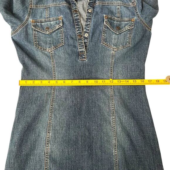 Old Navy Women's Y2K Denim Stretch Shirt Dress Blue Size 8 - Picture 9 of 10